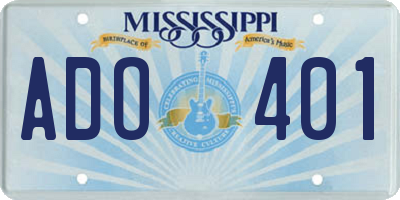 MS license plate ADO401