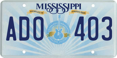 MS license plate ADO403