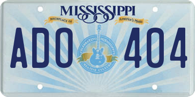 MS license plate ADO404