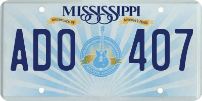 MS license plate ADO407