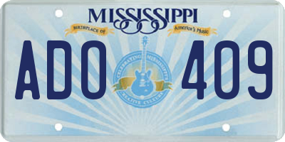 MS license plate ADO409