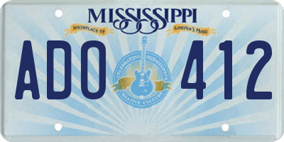 MS license plate ADO412