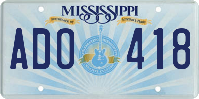 MS license plate ADO418