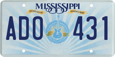 MS license plate ADO431