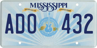 MS license plate ADO432