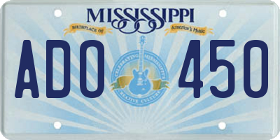 MS license plate ADO450