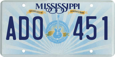 MS license plate ADO451