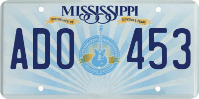MS license plate ADO453