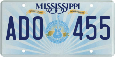 MS license plate ADO455