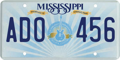 MS license plate ADO456