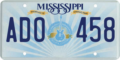MS license plate ADO458