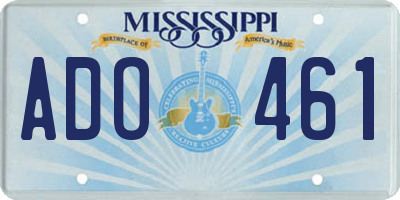 MS license plate ADO461