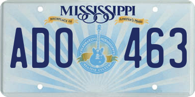 MS license plate ADO463