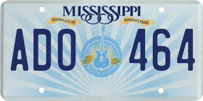 MS license plate ADO464
