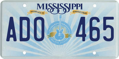 MS license plate ADO465