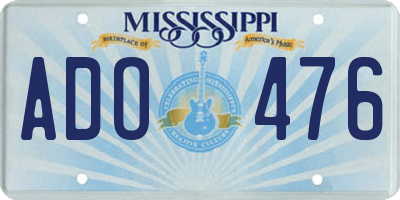 MS license plate ADO476