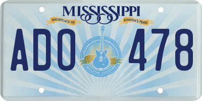 MS license plate ADO478