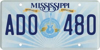 MS license plate ADO480