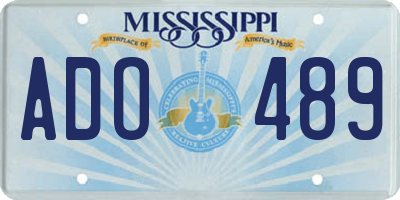 MS license plate ADO489