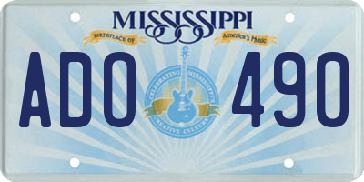 MS license plate ADO490