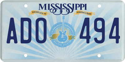 MS license plate ADO494
