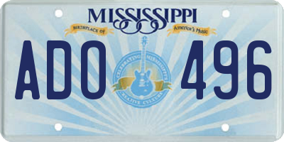MS license plate ADO496