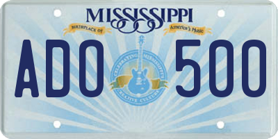 MS license plate ADO500