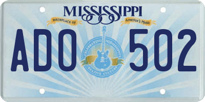 MS license plate ADO502