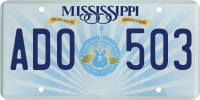 MS license plate ADO503