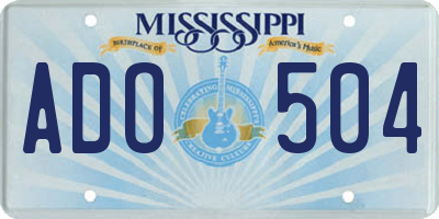 MS license plate ADO504