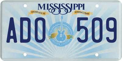 MS license plate ADO509