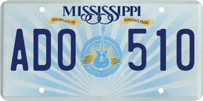 MS license plate ADO510