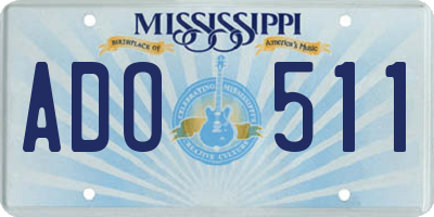 MS license plate ADO511