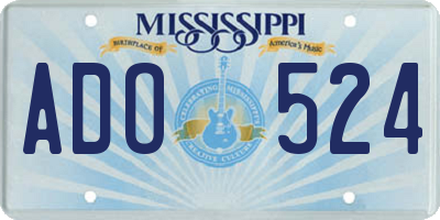 MS license plate ADO524