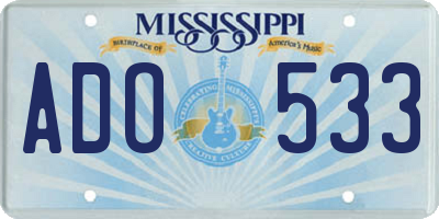 MS license plate ADO533