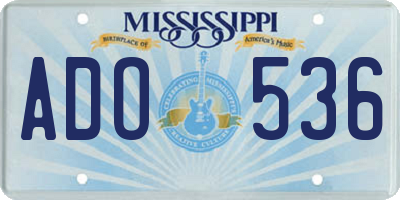 MS license plate ADO536