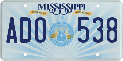 MS license plate ADO538