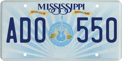 MS license plate ADO550