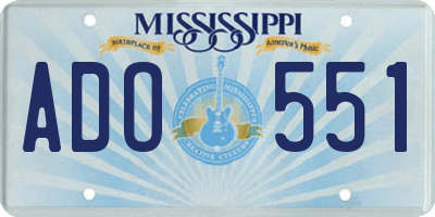 MS license plate ADO551