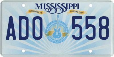 MS license plate ADO558