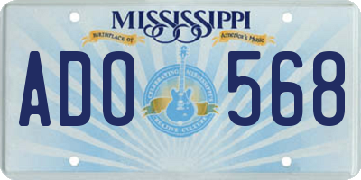 MS license plate ADO568
