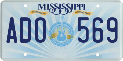 MS license plate ADO569