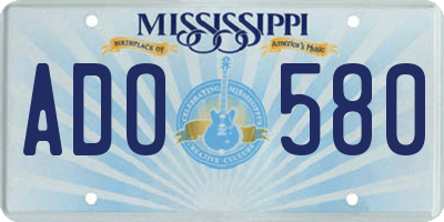 MS license plate ADO580