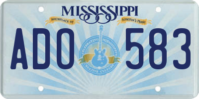 MS license plate ADO583