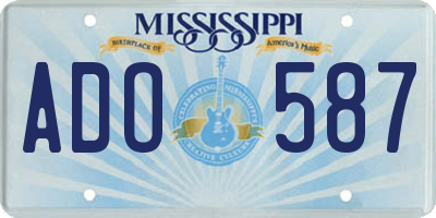 MS license plate ADO587