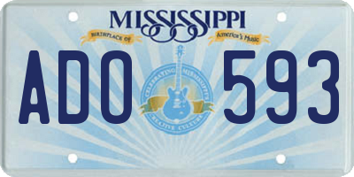 MS license plate ADO593