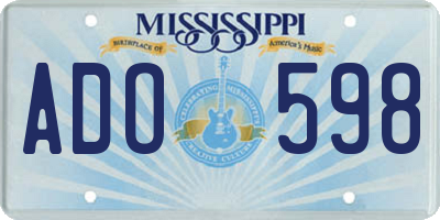 MS license plate ADO598