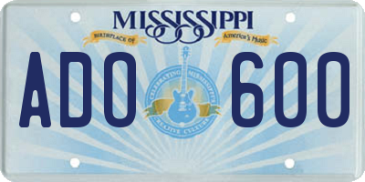 MS license plate ADO600