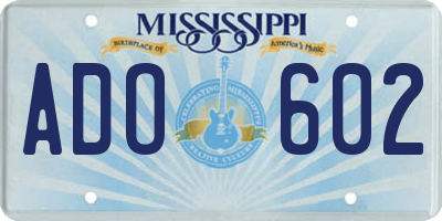 MS license plate ADO602