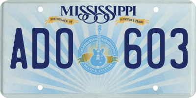 MS license plate ADO603